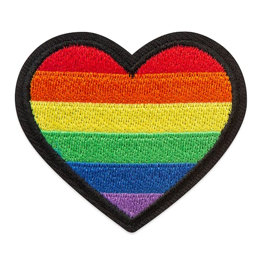 Rainbow Heart Embroidered Iron-On & Adhesive Patch by Make Market®